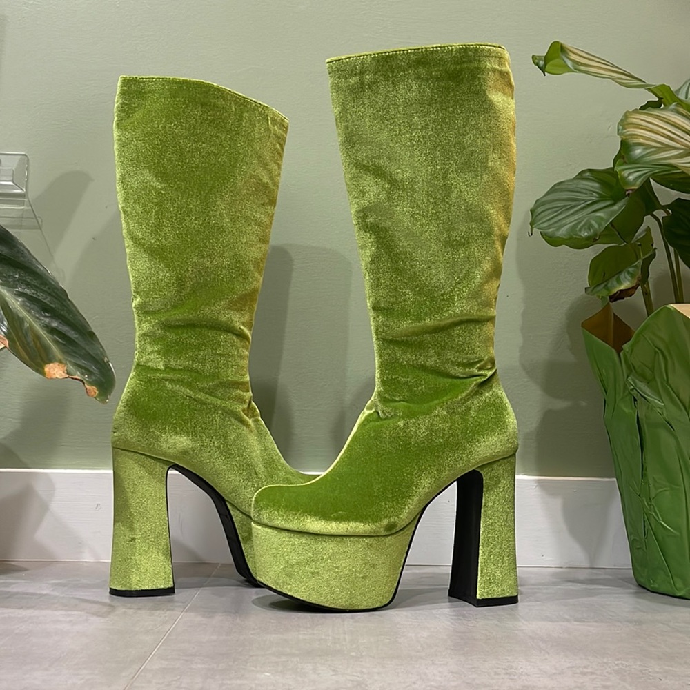 Platform Green Boots